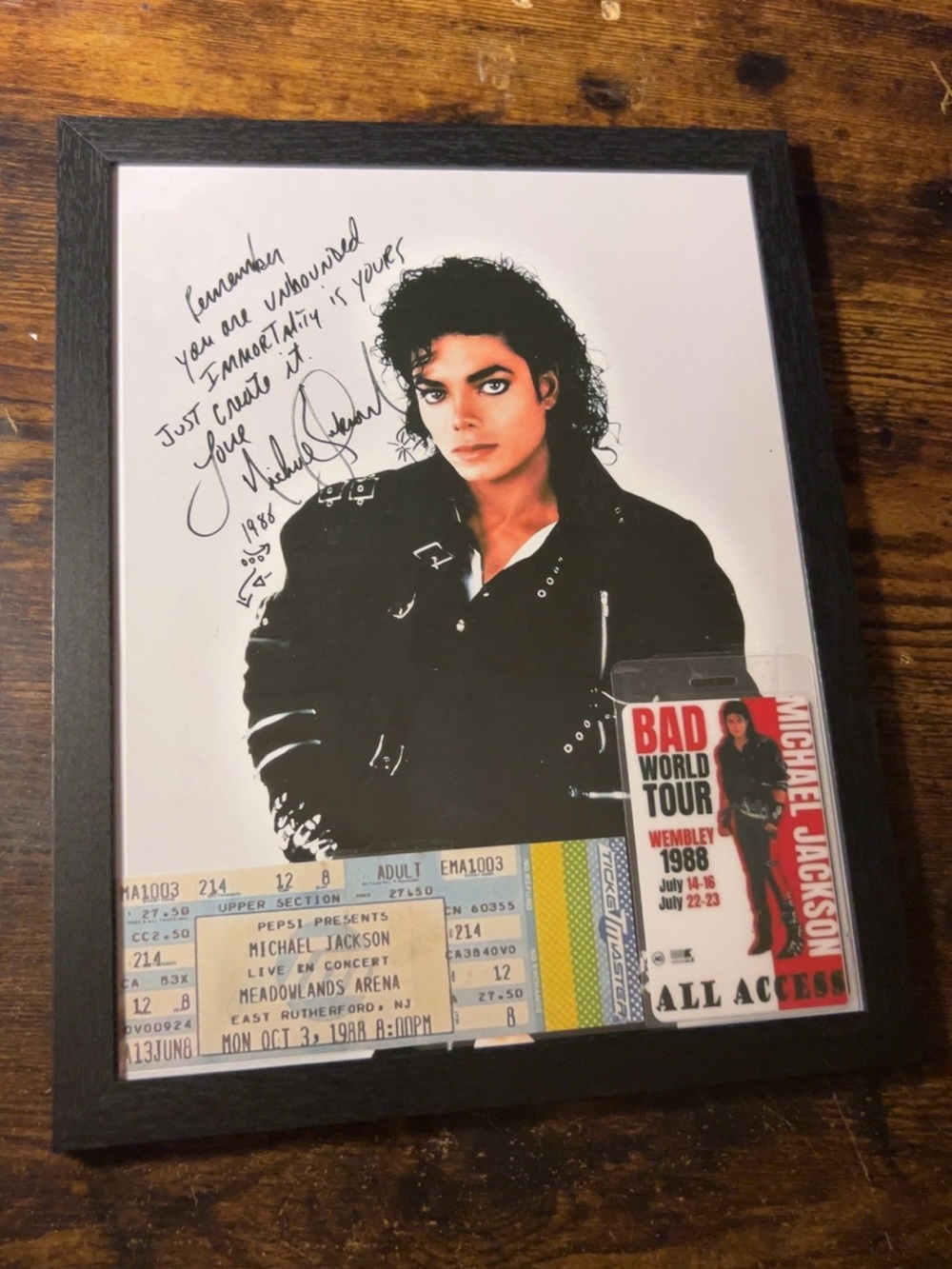 Michael Jackson Framed Reprint Photo w/ Laminate & Ticket Stub